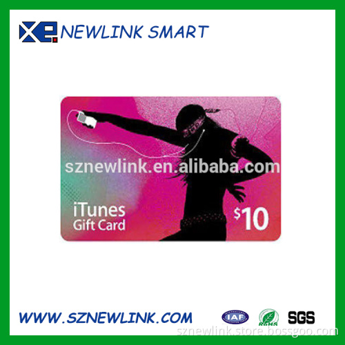 top quality factory PVC Gift Card / itunes gift Card /barcode Gift Card